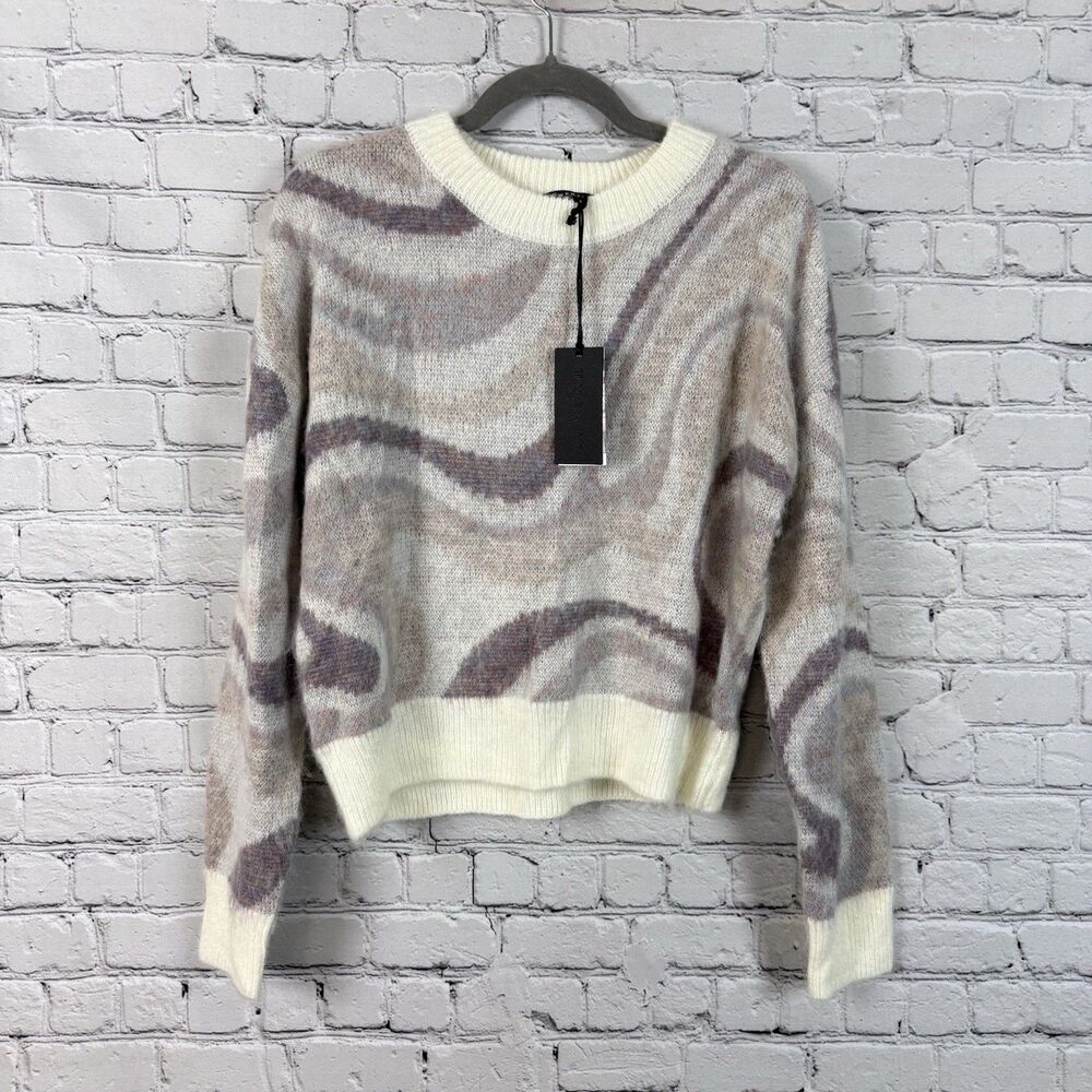 Twenty Montreal Mohair Blend Sweater Abstract Wave Crewneck Women S Quiet Luxury